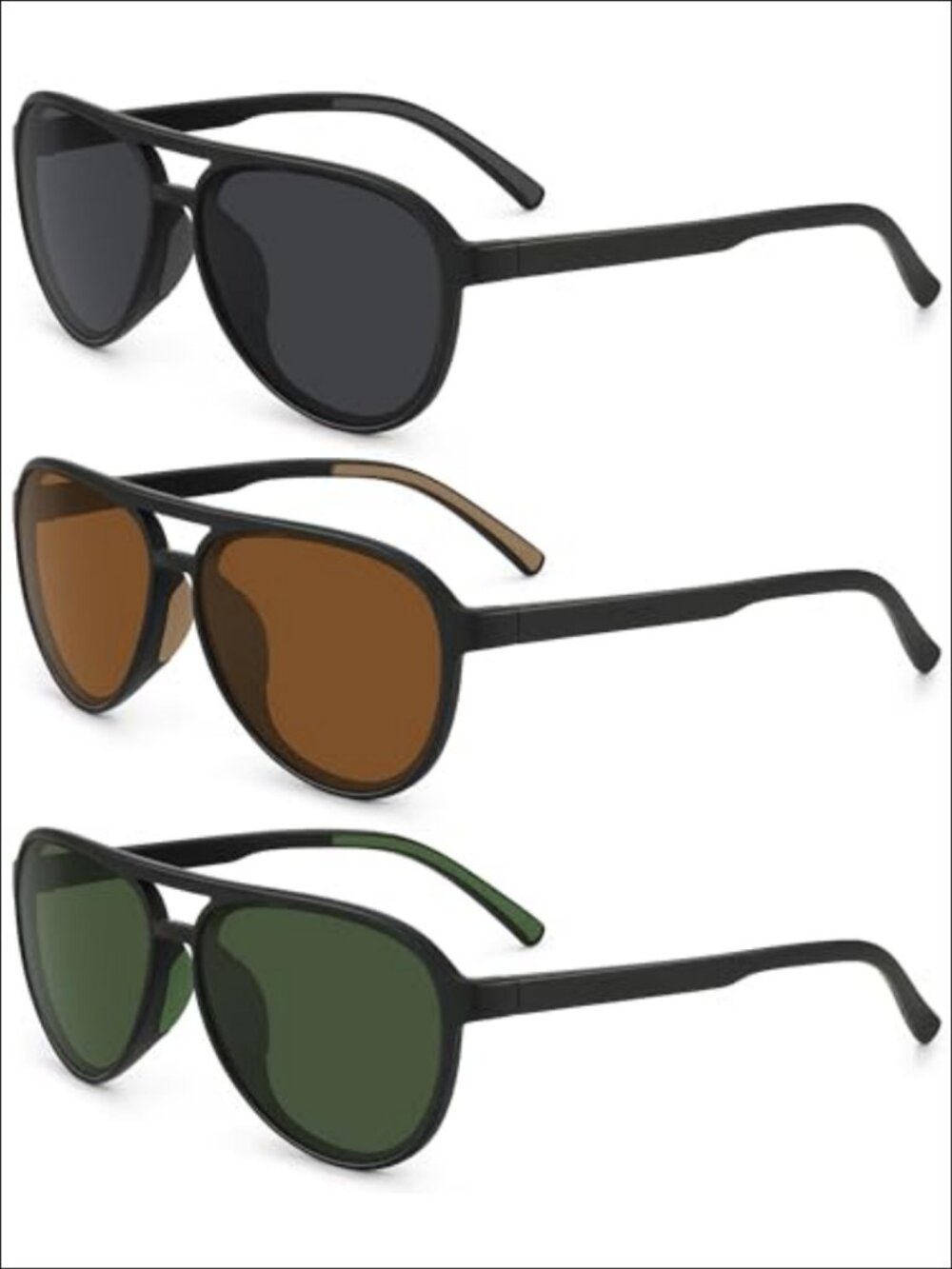 Polarized Aviator Sunglasses UV400 Retro Driving Running Unisex 3 Pack